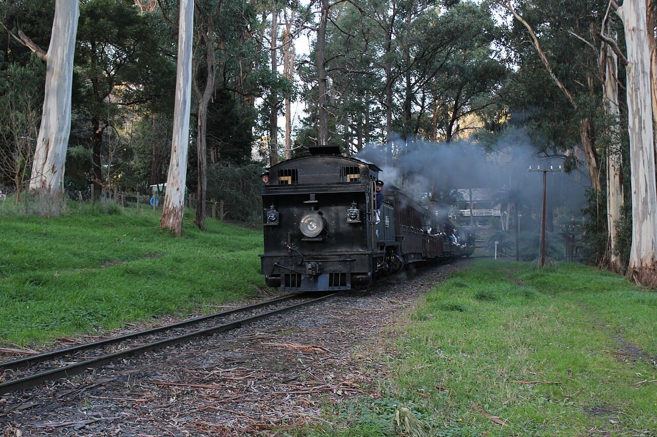 Puffing Billy steam locomotive near Belgrave in the Dandenong Ranges